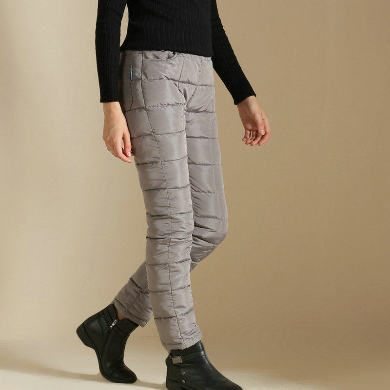 羽绒棉裤女外穿黑色大码秋冬全松紧腰弹力中腰骑车防风保暖夹棉裤