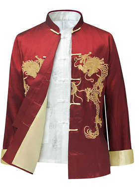 中国风唐装男中青年演出服中式婚礼司仪主持人服装新年会礼服老人