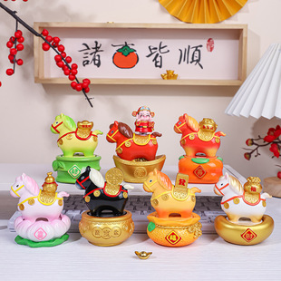 新款小马福福盲盒之福来运转唐三彩小胖马文创纪念品马年生肖摆件