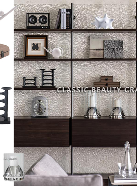 样板间售楼部大厅客厅置物架装饰柜软装饰品仿真书装饰画摆件组合