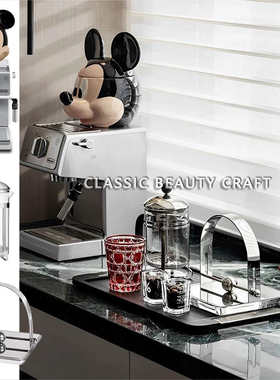 现代样板间厨房咖啡机杯子托盘餐边柜软装摆件纸巾架米奇装饰品