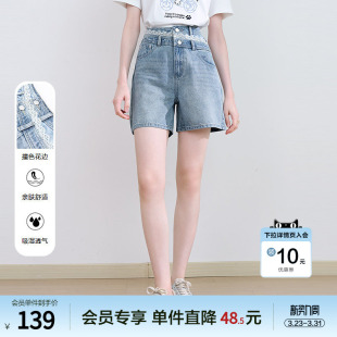 蕾丝花边牛仔裤 小个子直筒裤 女短裤 新款 2025年夏季 betu百图法式