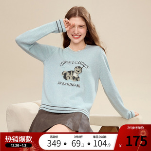 betu百图可爱童趣钩花毛衣女圆领2025年冬季 减龄显瘦毛线衣 新款