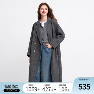 betu百图减龄羊毛双面呢大衣女长款 毛呢外套 过膝2024年冬季 新款