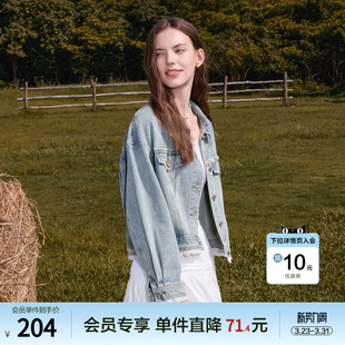 短款 新款 小个子夹克 蕾丝花边牛仔外套女2026年春季 betu百图法式