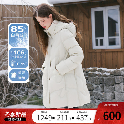 betu百图加厚保暖连帽羽绒服女2025年冬季新款小个子中长款外套
