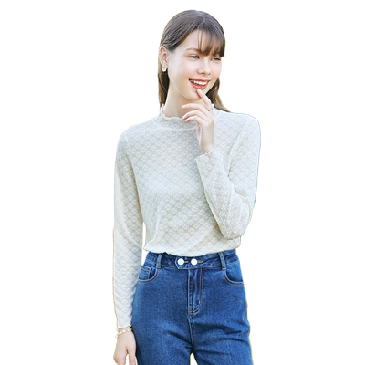 百图女装蕾丝长袖内搭打底衫