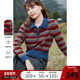 betu百图女2026年春装 新款 翻领彩色条纹套头宽松毛衣针织上衣