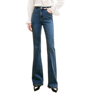 betu百图女2026年春夏装新款高腰显瘦廓形小个子通勤微喇牛仔长裤