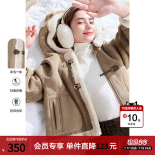 betu百图加厚皮毛一体仿羊羔绒外套女短款2025冬季新款保暖夹克