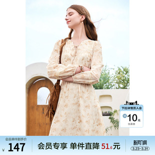 V领碎花裙小个子 法式 betu百图荷叶边印花连衣裙2026年春季 新款