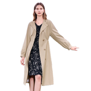 betu百图卡其色单排扣风衣外套女2026年春季新款立领中长款大衣