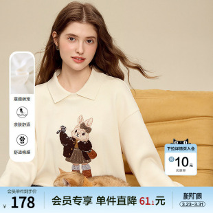 加厚保暖绒衫 betu百图童趣兔子图案加绒卫衣女2025年冬季 新款