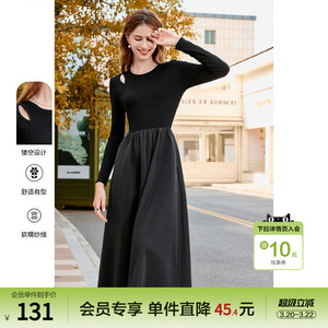 betu百图女装2026年春装新款高腰显瘦拼接毛衣针织中长款连衣裙