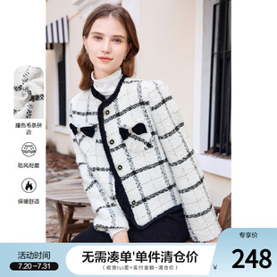 外套上衣 betu百图女装 2024年冬季 新款 甜美蝴蝶结格子小香风短款