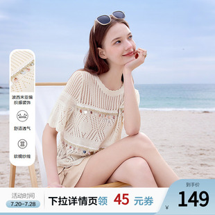 短袖 betu百图波西米亚风镂空针织毛衫 新款 2025年夏季 线衣 女薄款