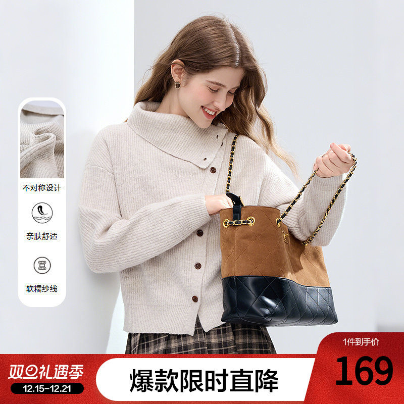 betu百图设计感慵懒风高领毛衣女2025年冬季新款软糯宽松针织衫