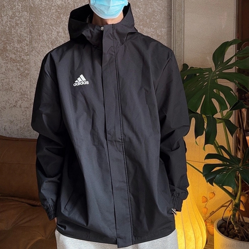 Adidas户外防风防水连帽夹克外套