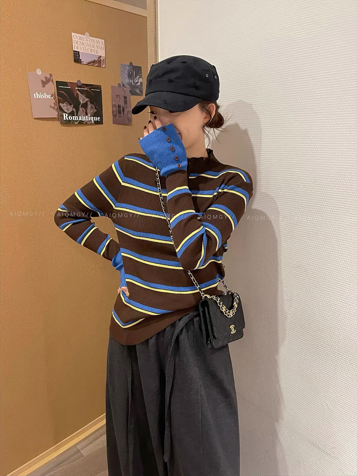 拼色条纹翻领撞色长袖针织,女装/女士精品,毛针织衫,淘宝优惠券,粉丝福利购,淘宝优惠卷