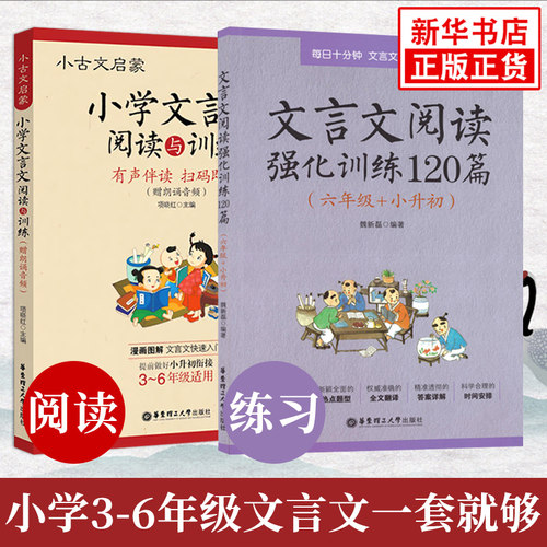套装2册 文言文阅读强化训练120篇+小学文言文阅读与训练