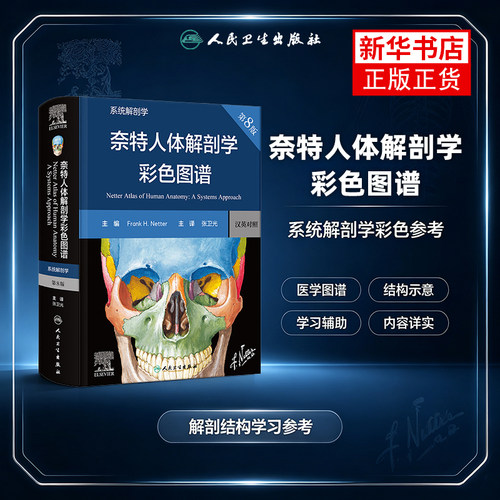 奈特人体解剖学彩色图谱-系统解剖学(第8版)(汉英对照) 人民卫生出版社 基础医学-解剖学 新华正版书籍