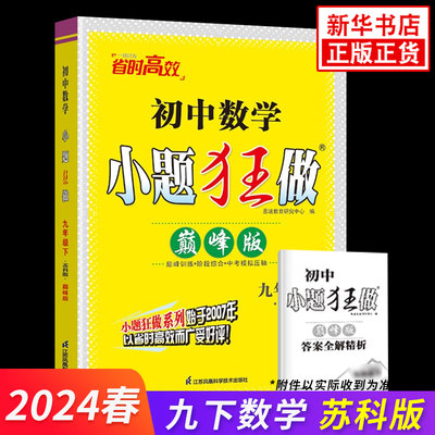 2024春 初中数学初中小题狂做巅峰版九年级下册苏科版 练习类 恩波教育 9年级下册初三下中学教辅练习册同步教材基础提优训练 正版