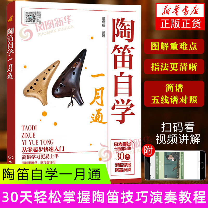 陶笛自学一月通 臧翔翔编著 简谱 五线谱对照 耳熟能详的乐曲 图解重难点  减少理论学习 化学工业出版社 凤凰新华书店旗舰店 正版