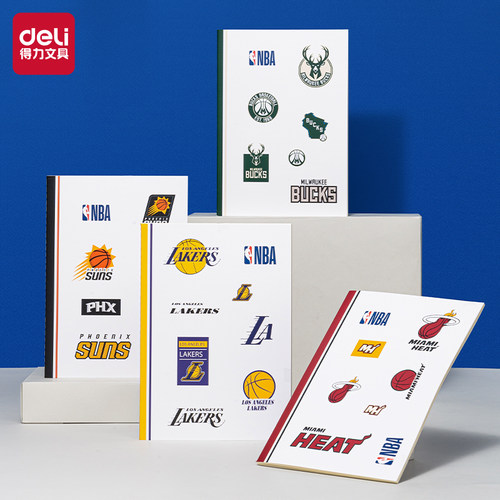 Deli/得力NBA缝线本螺旋本胶套本