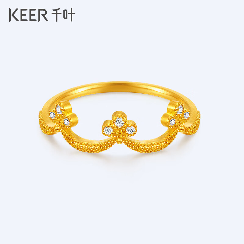 千叶珠宝黄金莫桑钻戒指