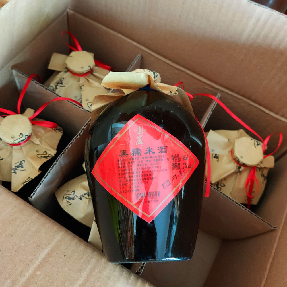 黑糯米酒广东甜糯米酒6瓶潮州凤凰凤岗米酒农家自酿黑糯米酒黄酒