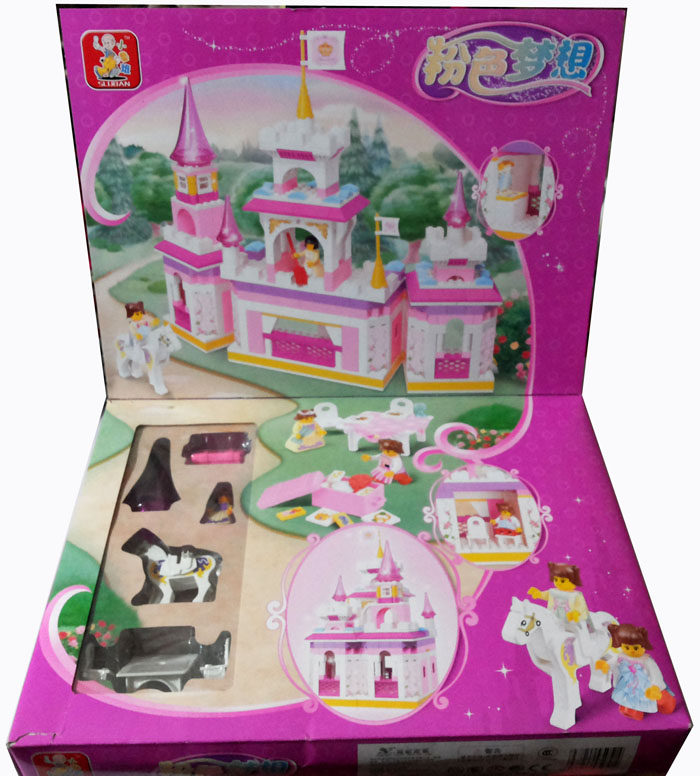 小鲁班粉色梦想B0251公主魔幻城堡拼插积木组装模型玩具 女孩礼物