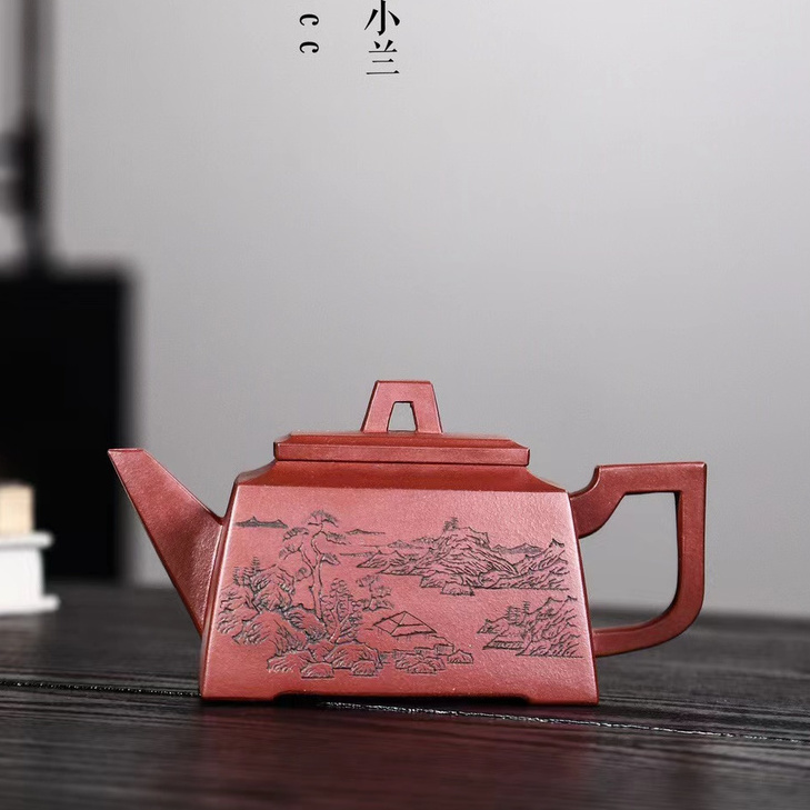 四方壺宜興紫砂壺范小蘭純手工原礦紫泥升方壺泡茶壺原礦紫砂壺