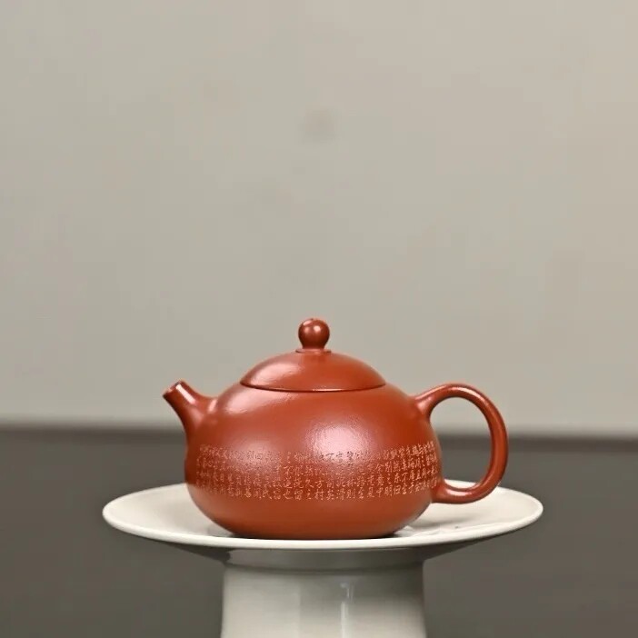 宜兴原矿朱泥微刻贺新郎西施壶