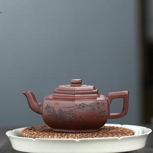 140毫升宜兴紫砂壶手工中式茶壶功夫茶壶原矿底槽清六方雪华壶