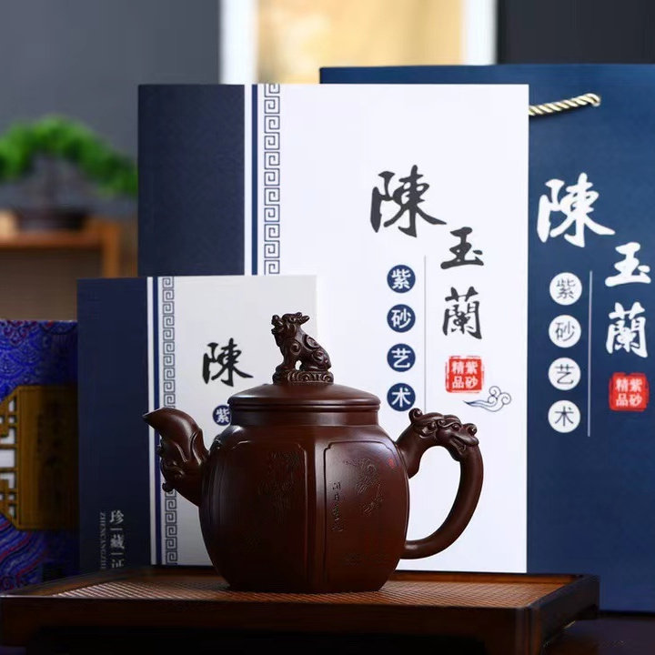 紫泥六方瑞兽壶大容量壶刻美女壶