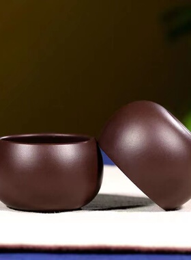 50毫升宜兴紫砂壶纯手工口杯原矿紫砂喝茶杯子品名杯原矿紫朱泥杯