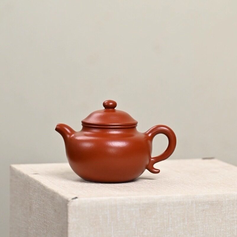 230毫升宜兴紫砂壶手工中式内推莲子壶功夫茶原矿皱皮朱泥莲子壶