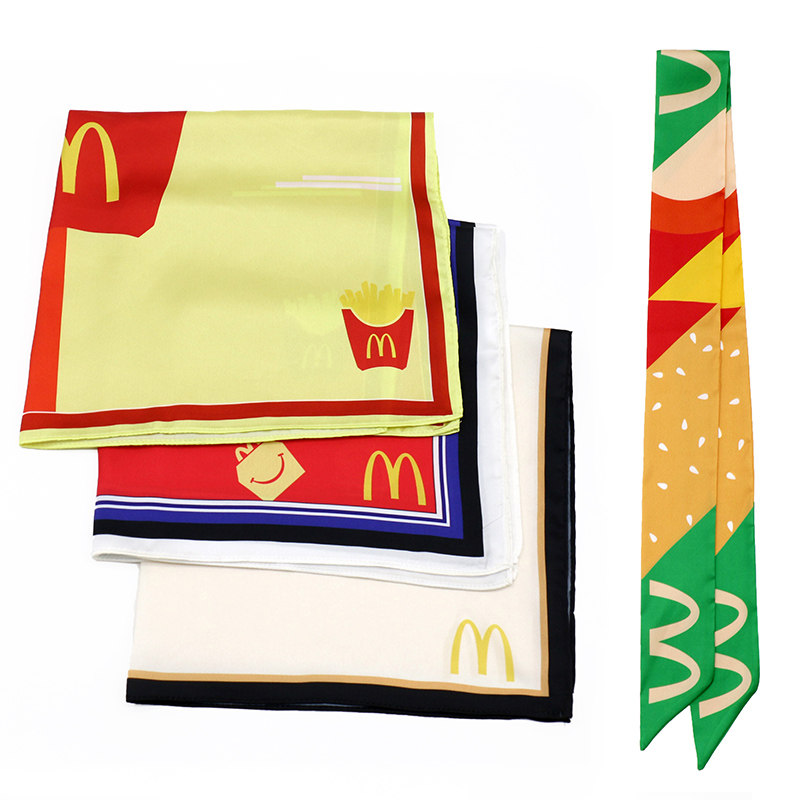 新款麦当劳经理丝巾女 印花职业丝巾方巾女长条领巾 可开票,服饰配件/皮带/帽子/围巾,围巾/丝巾/披肩,淘宝优惠券,粉丝福利购,淘宝优惠卷