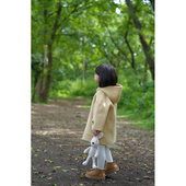 AnyinGirl 70%羊毛大衣中小女童纯手工缝制奶黄色外套 奶油起司