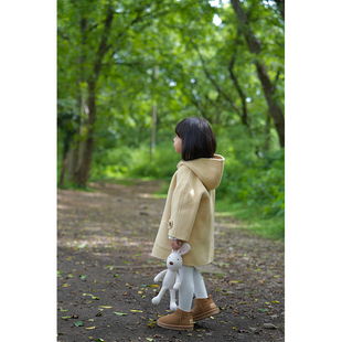 AnyinGirl【奶油起司】70%羊毛大衣中小女童纯手工缝制奶黄色外套