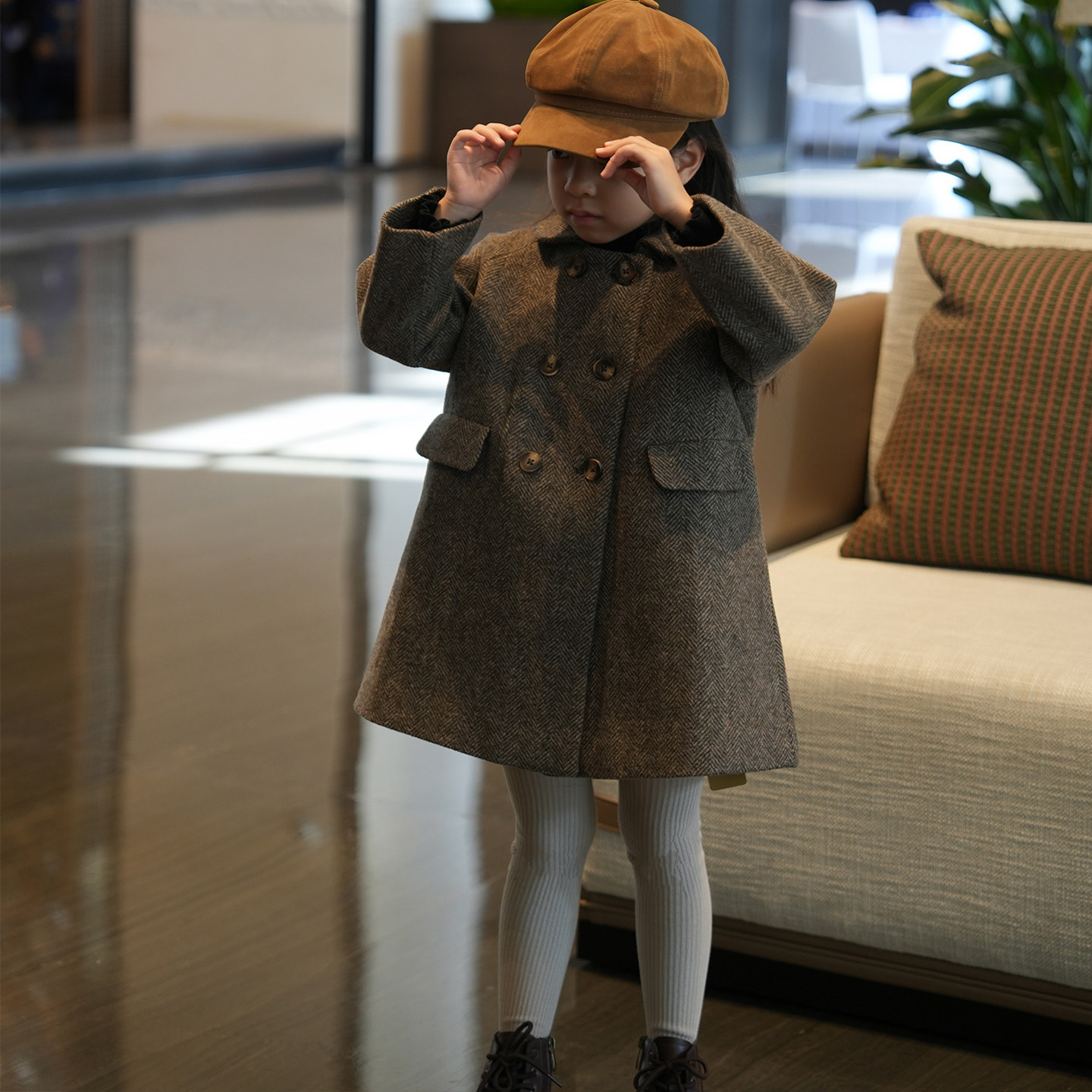 AnyinGirl 【谢尔比】女童加厚高级羊毛大衣宝宝秋冬气质保暖外套