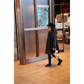 AnyinGirl 暗黑风100%羊毛炭黑色高级感儿童保暖大衣 莫比乌斯