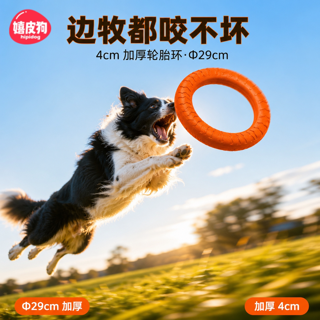 嬉皮狗宠物飞盘耐咬边牧飞盘金毛狗狗玩具中大型犬互动训练训狗