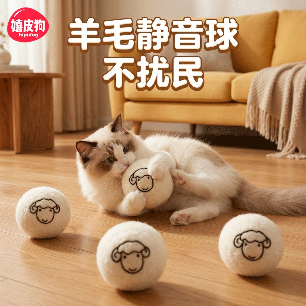 猫咪玩具静音羊毛球自嗨解闷神器小猫幼猫消耗体力逗猫棒宠物用品图片