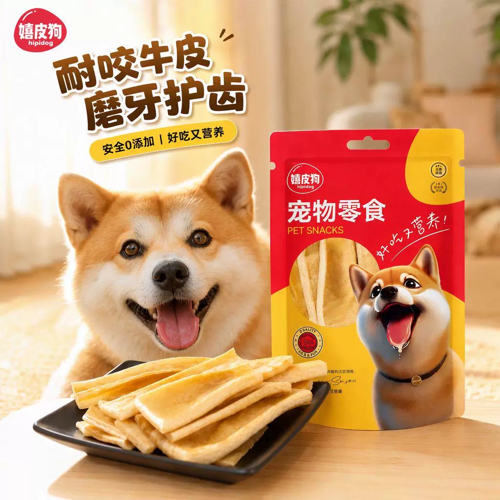狗狗零食磨牙棒天然风干纯牛皮洁齿耐咬安全不伤肠胃咬胶宠物零食