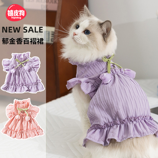 夏天小猫咪衣服防掉毛布偶幼猫宠物英短母猫夏季 猫猫连衣裙子 薄款