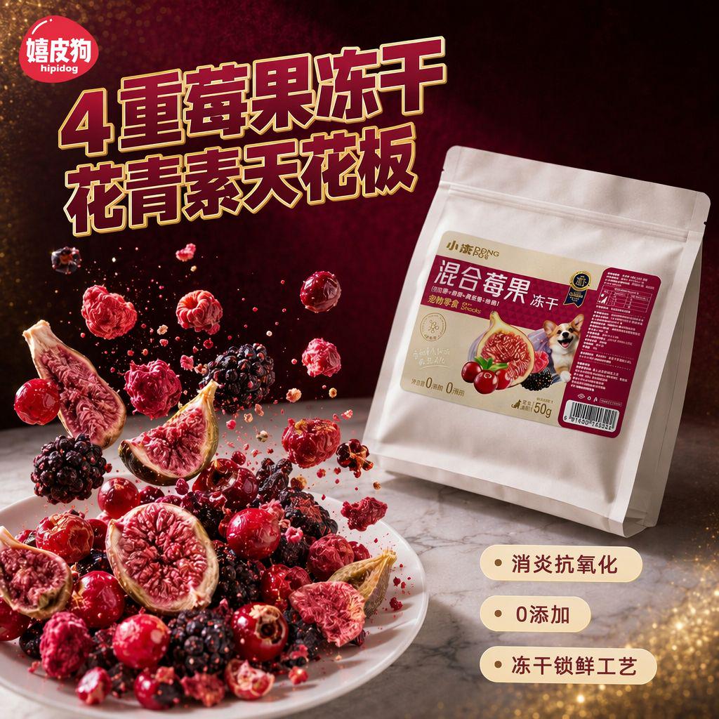 狗狗零食混合莓果冻干花青素抗氧化消炎补充维生素宠物营养水果干