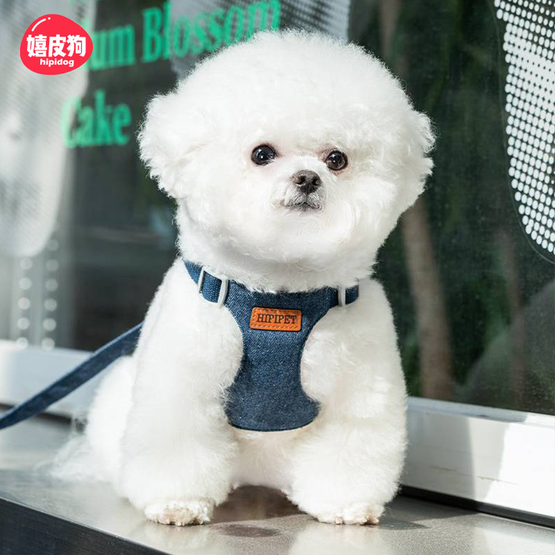 嬉皮狗牛仔透气牵引绳