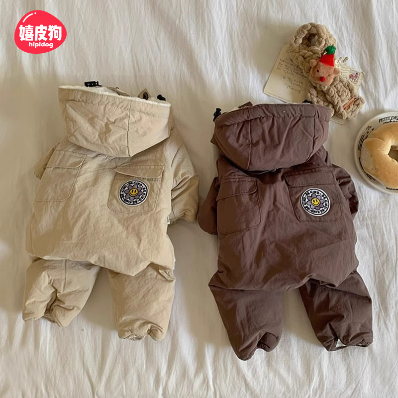 宠物小狗狗衣服四脚连帽棉衣秋冬款加厚保暖泰迪比熊雪纳瑞猫猫咪