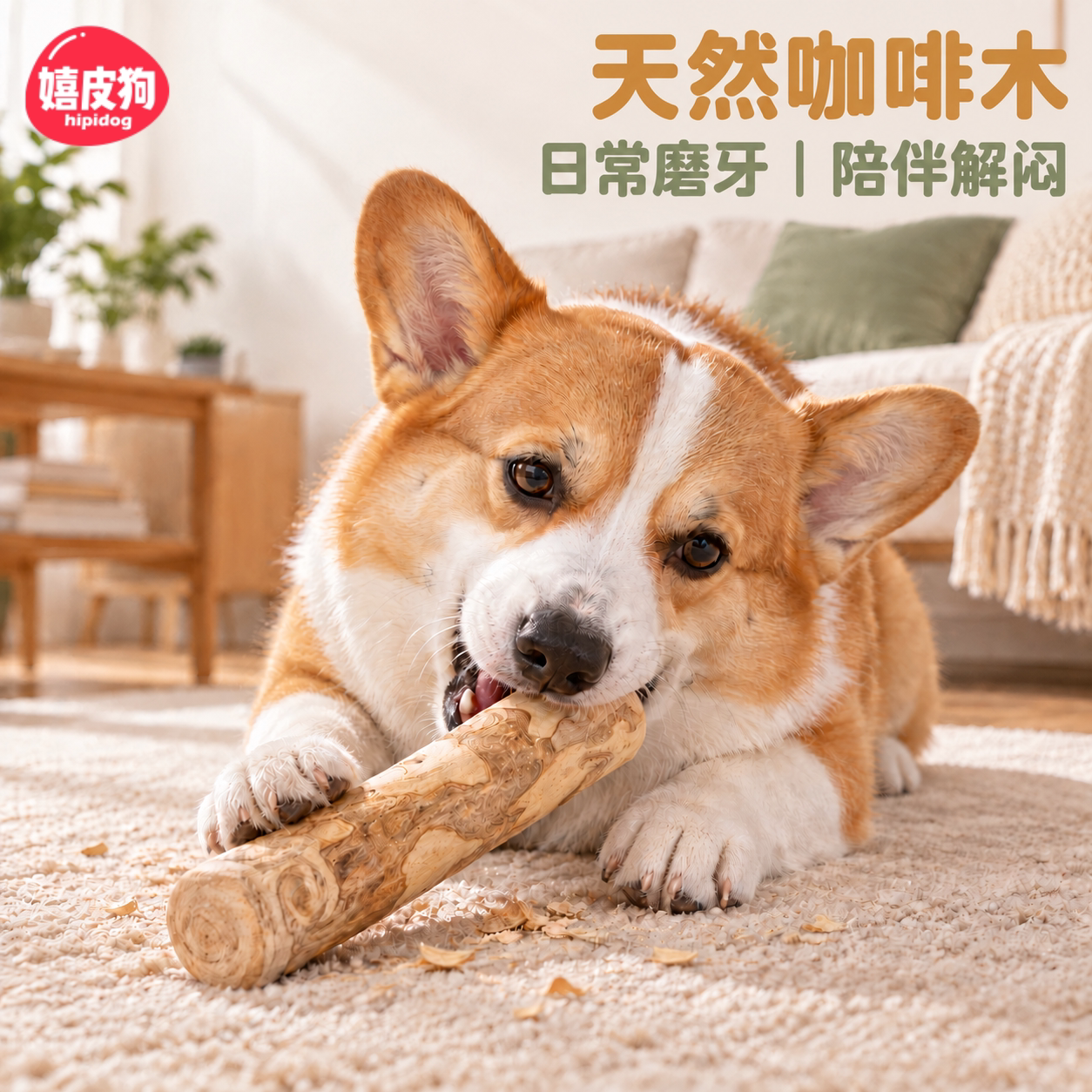 嬉皮狗狗狗咖啡木磨牙棒耐咬洁齿玩具小型犬幼犬训练解闷宠物用品